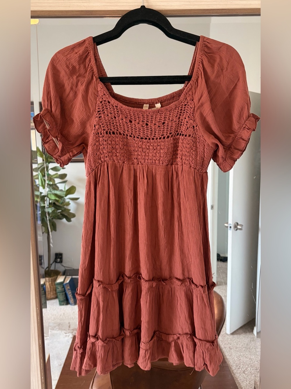 Indulge In Style Dress Womens size Small Fall Boho Rust Color short dress